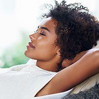 woman peacefully relaxed