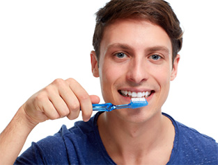 man with toothbrush